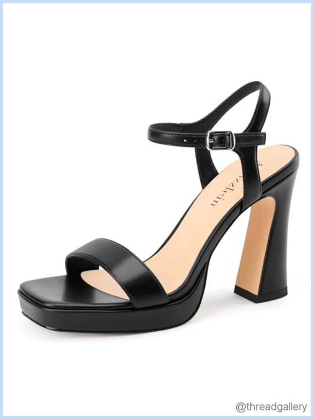 Faux Leather Platform Chunky Heel Sandals with Ankle Strap